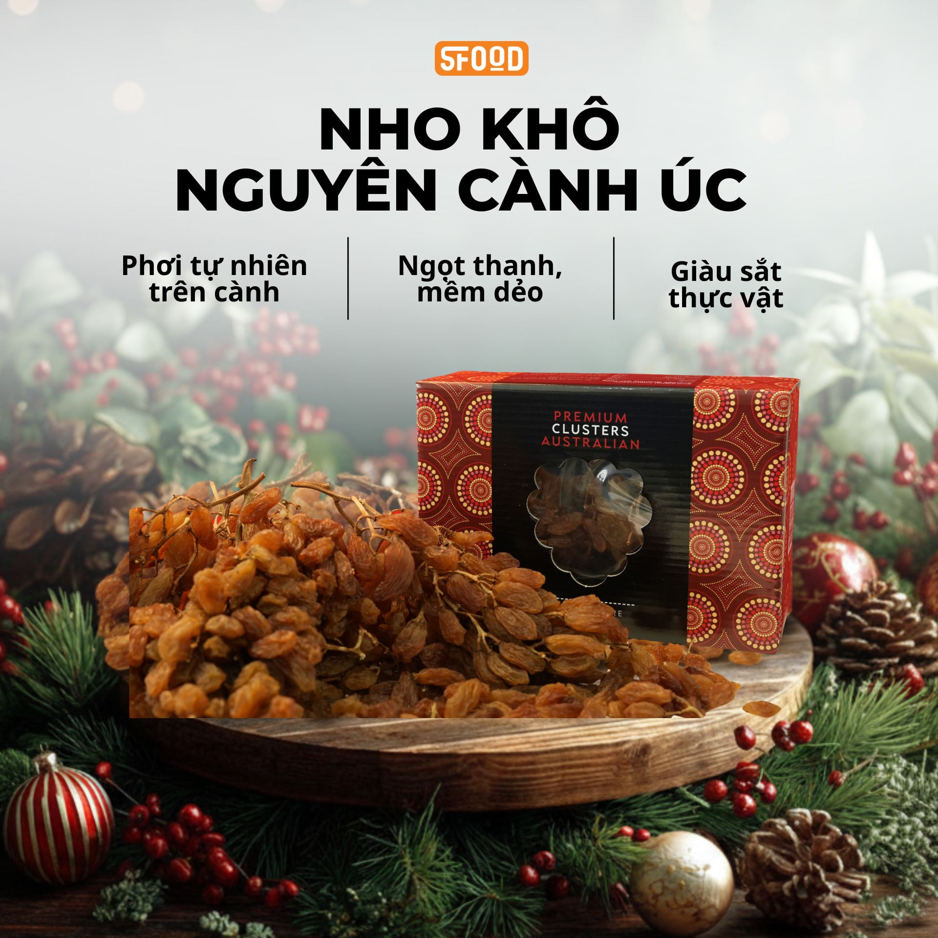 Nho khô úc nguyên cành
