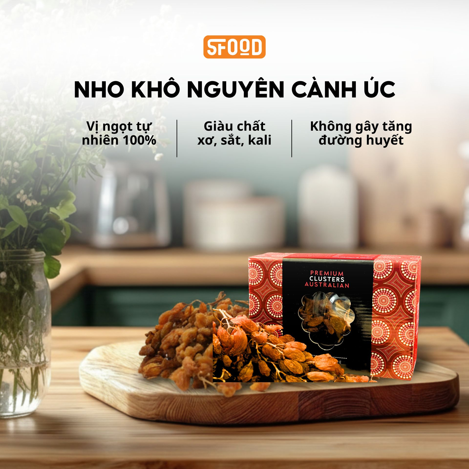 Nho khô úc nguyên cành