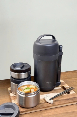 Hộp cơm giữ nhiệt Kaiyo 1600ml màu ghi - Hình ảnh 5