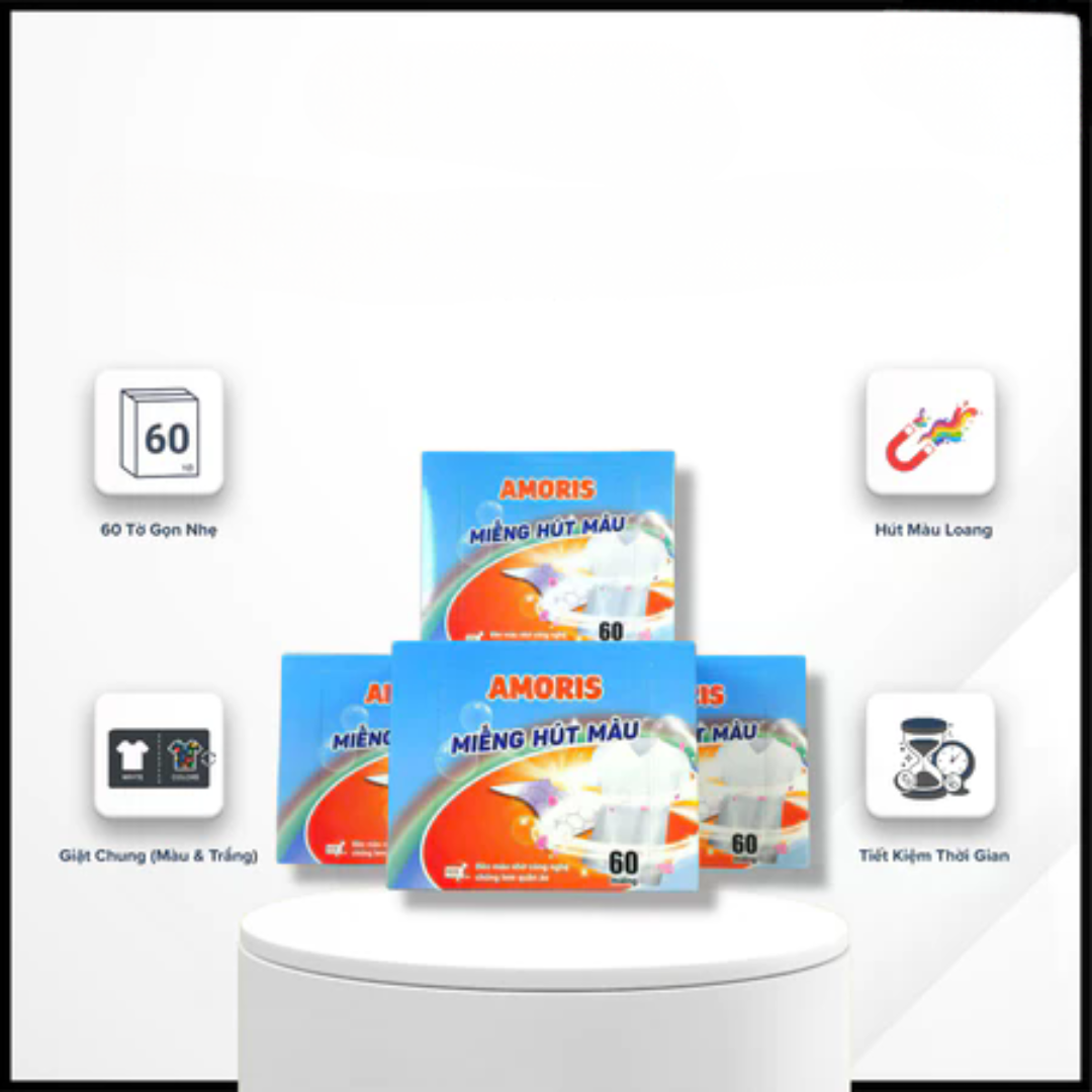 Miếng hút màu - Chống loang màu quần áo (60 tờ/hộp) Amoris - HHAMI04 - Hình ảnh 4