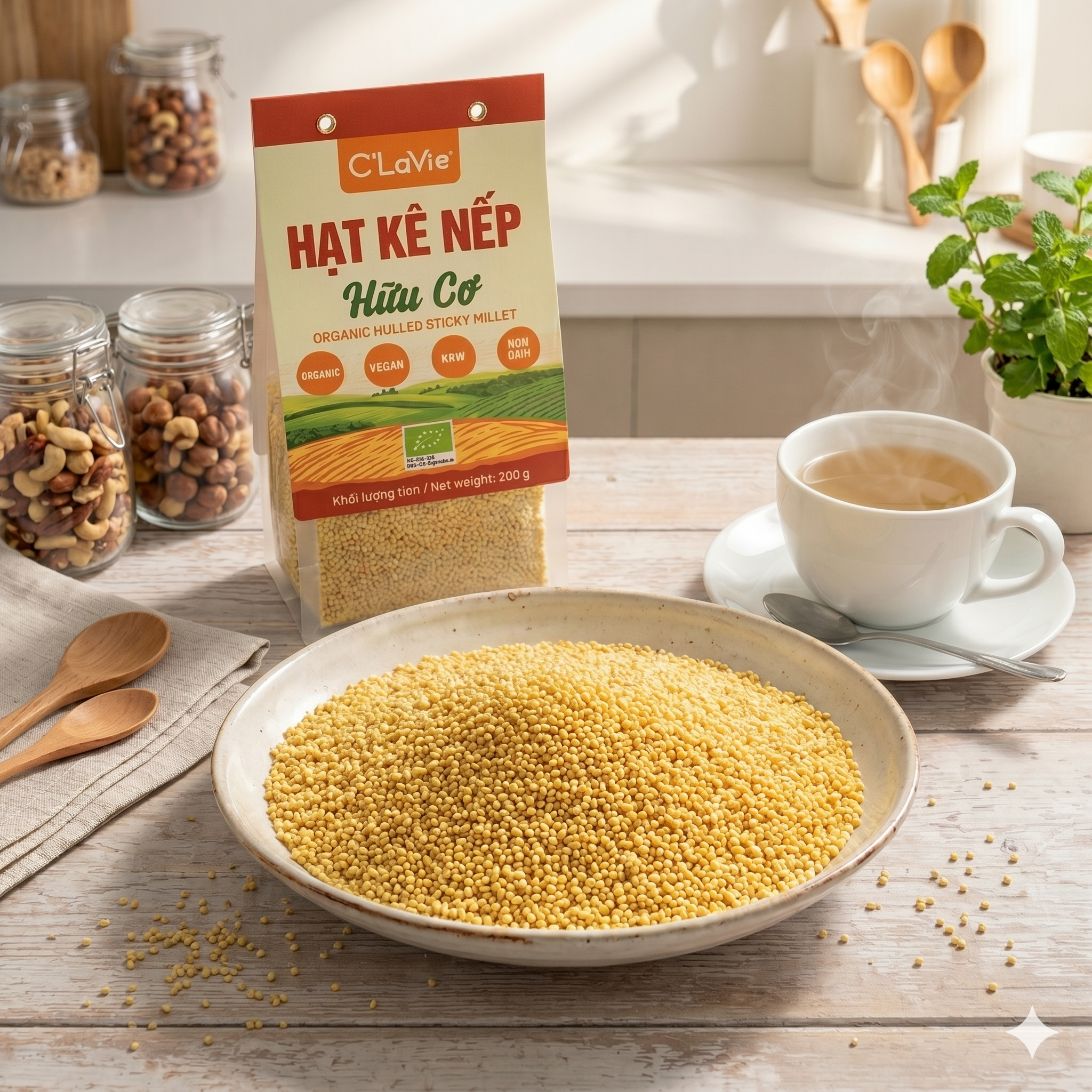 Hạt kê nếp hữu cơ C'lavie loại 200g - Hình ảnh 3