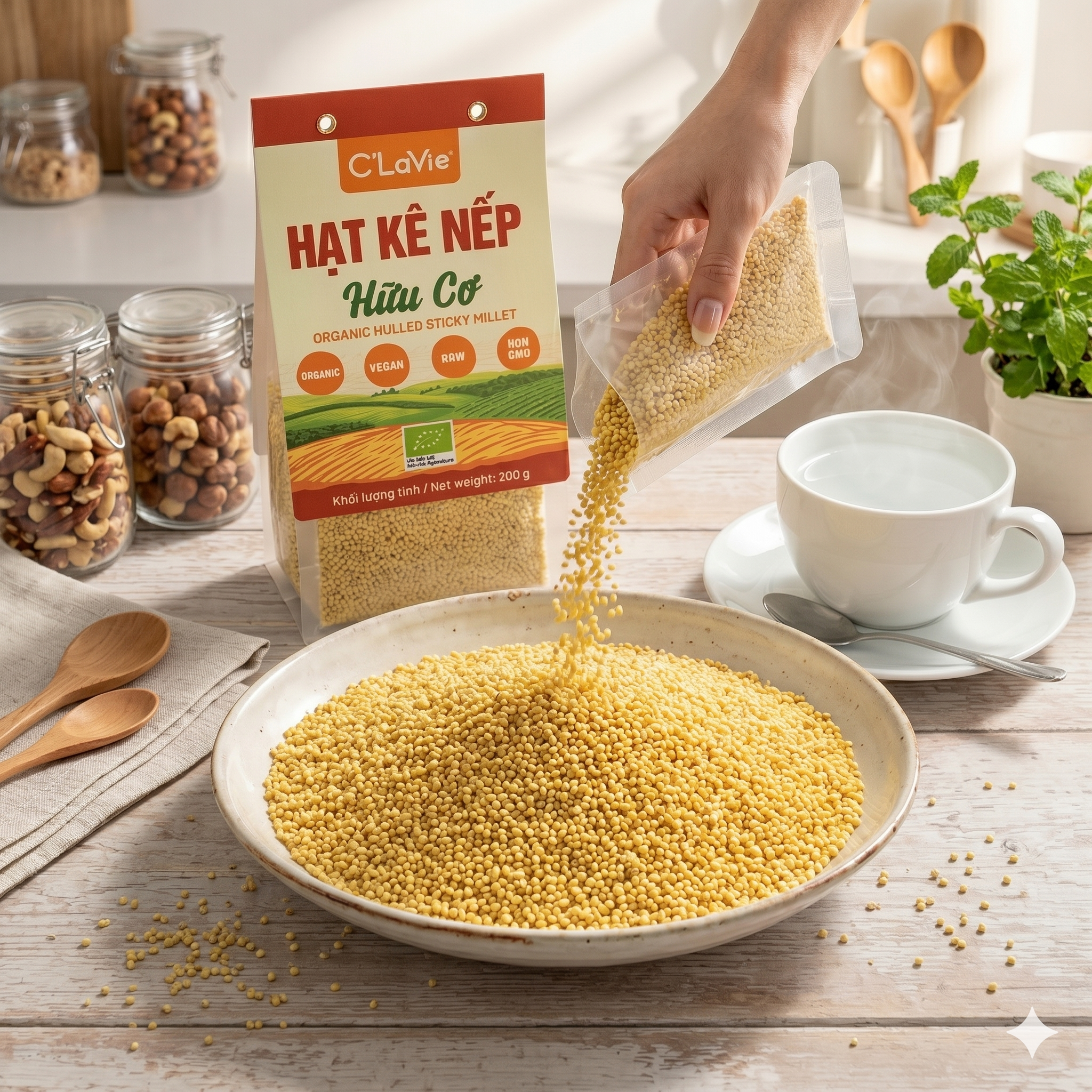 Hạt kê nếp hữu cơ C'lavie loại 200g - Hình ảnh 4