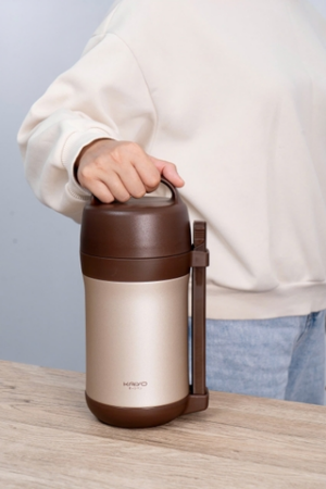 Hộp cơm giữ nhiệt Kaiyo 1600ml màu nâu