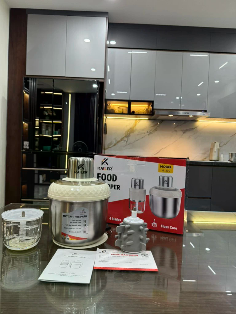 Máy xay thịt Kailer 2 cối có lõi đánh ruốc, bóc tỏi KL-230 - Hình ảnh 4