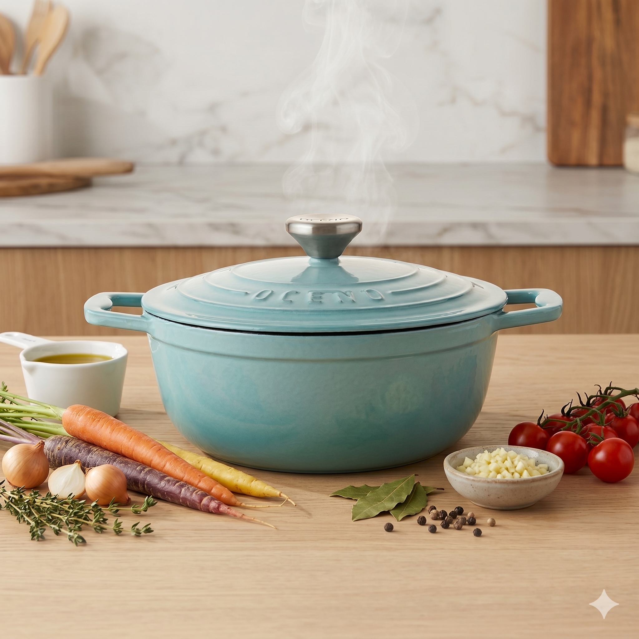 Nồi gang thành cao Oceno 22cm màu xanh mint - Hình ảnh 2